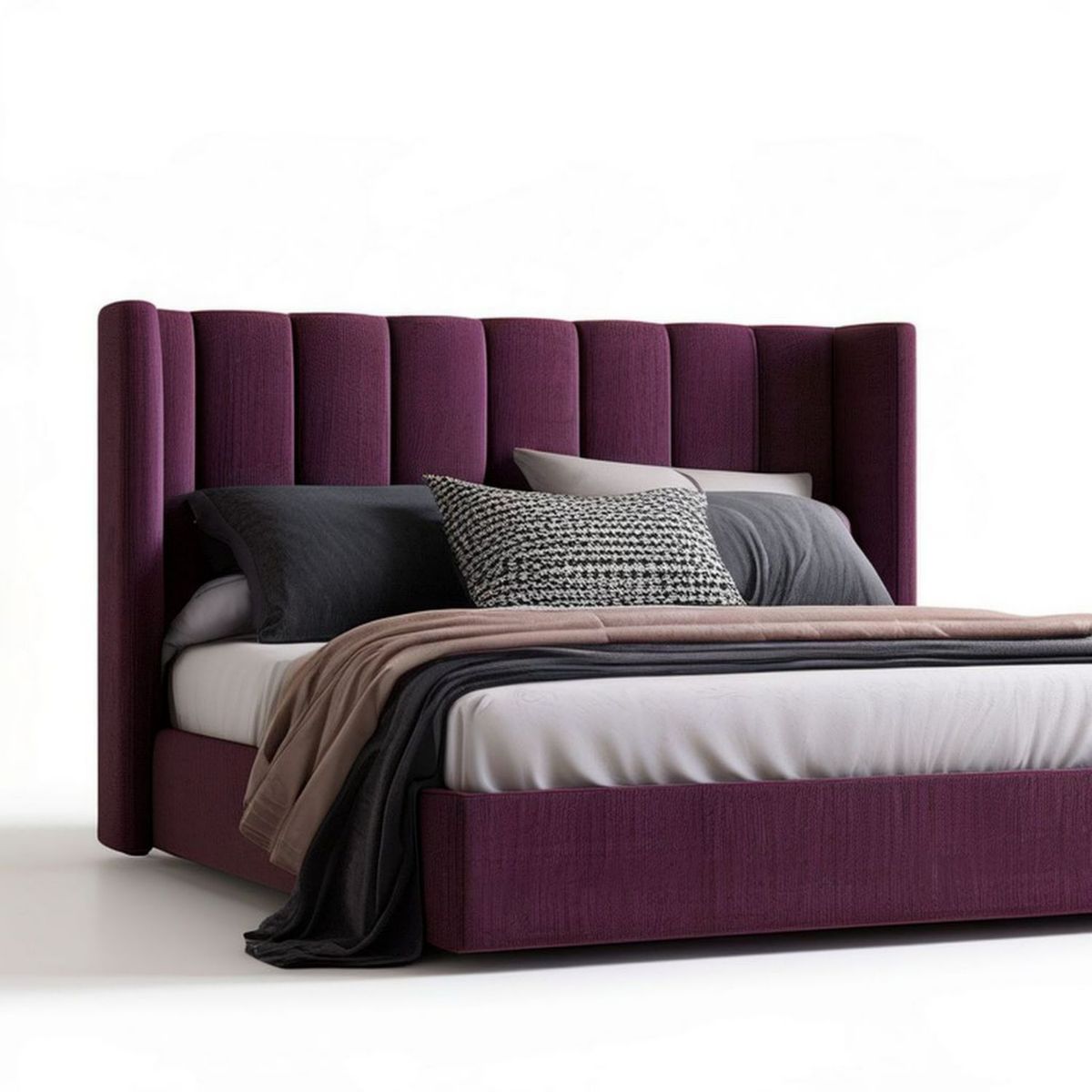 Gepolstertes Bettgestell 180 x 200 cm Bordeaux mit hohem Kopfteil