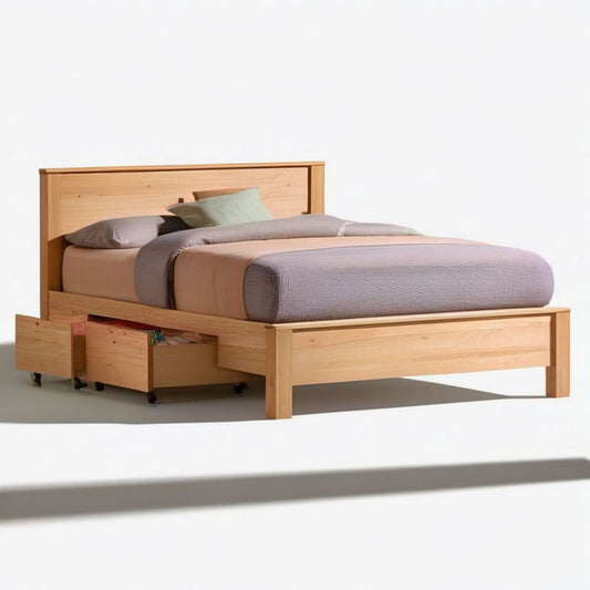 Doppelbett aus massivem Kiefernholz mit 3 Schubladen, Natur, 160 x 200 cm