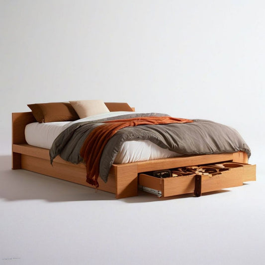 Doppelbett mit 2 Schubladen, Kiefer-Massivholz Naturbraun, Liegefläche 160 x 200 cm